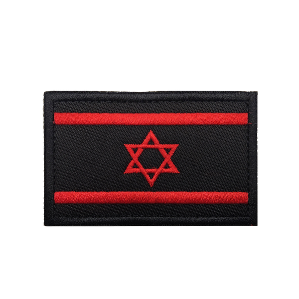 פאץ' דגל ישראל רקום — שחור עם אדום