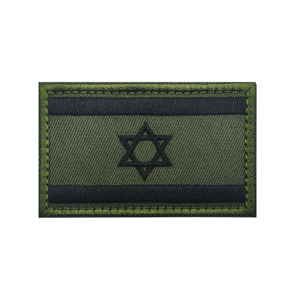 פאץ' דגל ישראל רקום — ירוק-זית עם שחור